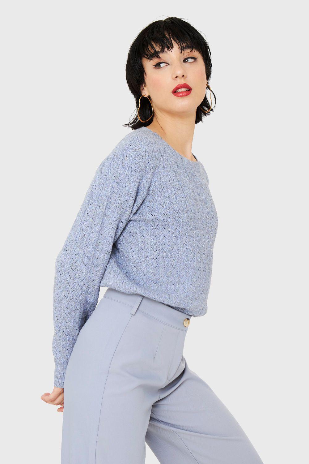 Sweater Punto Fantasía Celeste Nicopoly-2