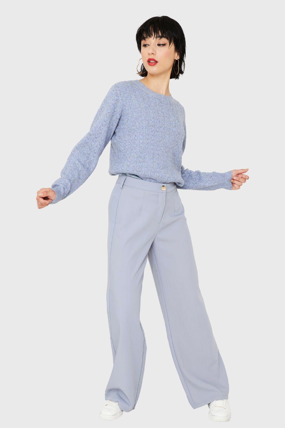 Sweater Punto Fantasía Celeste Nicopoly-1