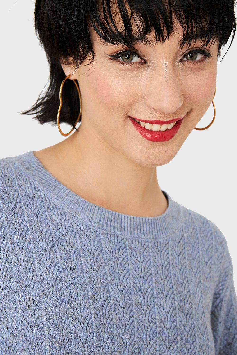 Sweater Punto Fantasía Celeste Nicopoly-5