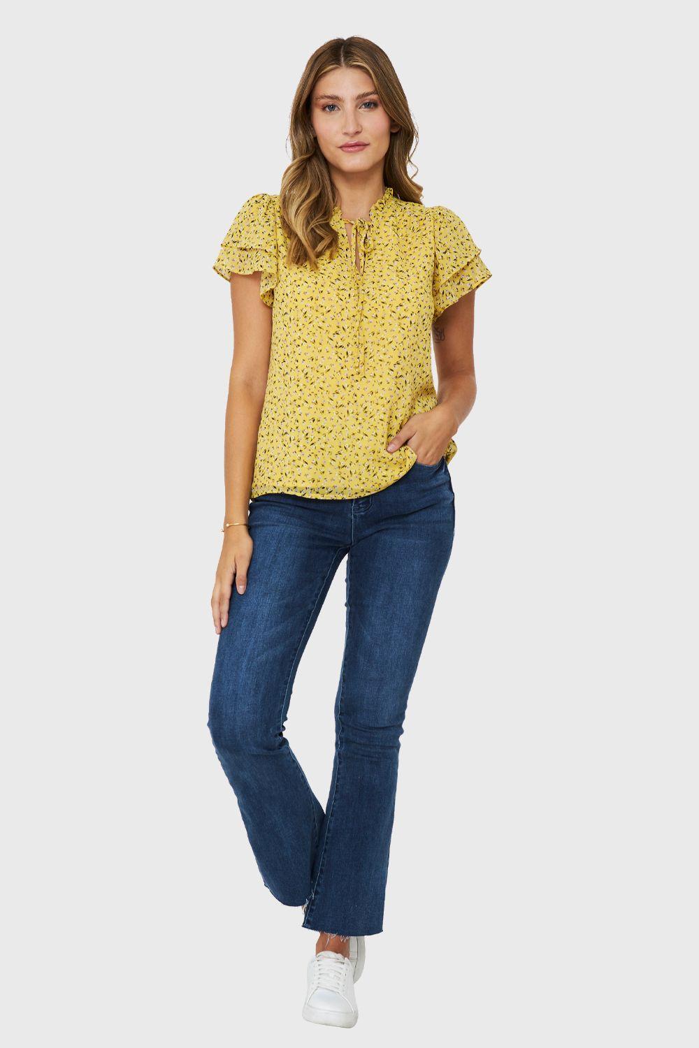 Blusa Ditsy Floral Amarillo Nicopoly-1