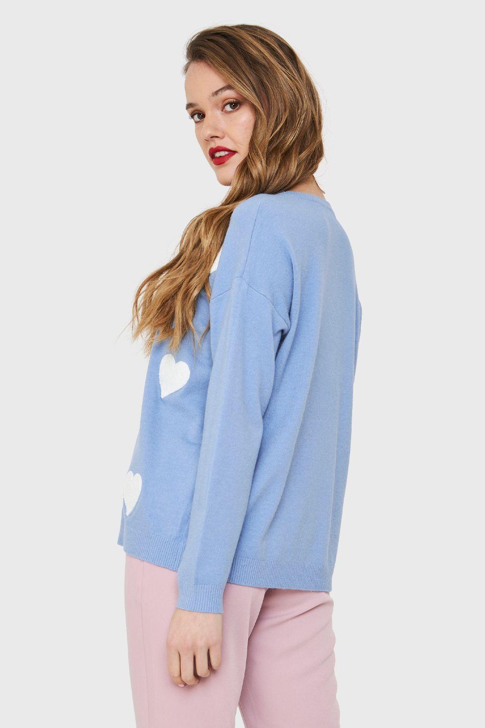 Sweater Corazones Celeste Nicopoly-3