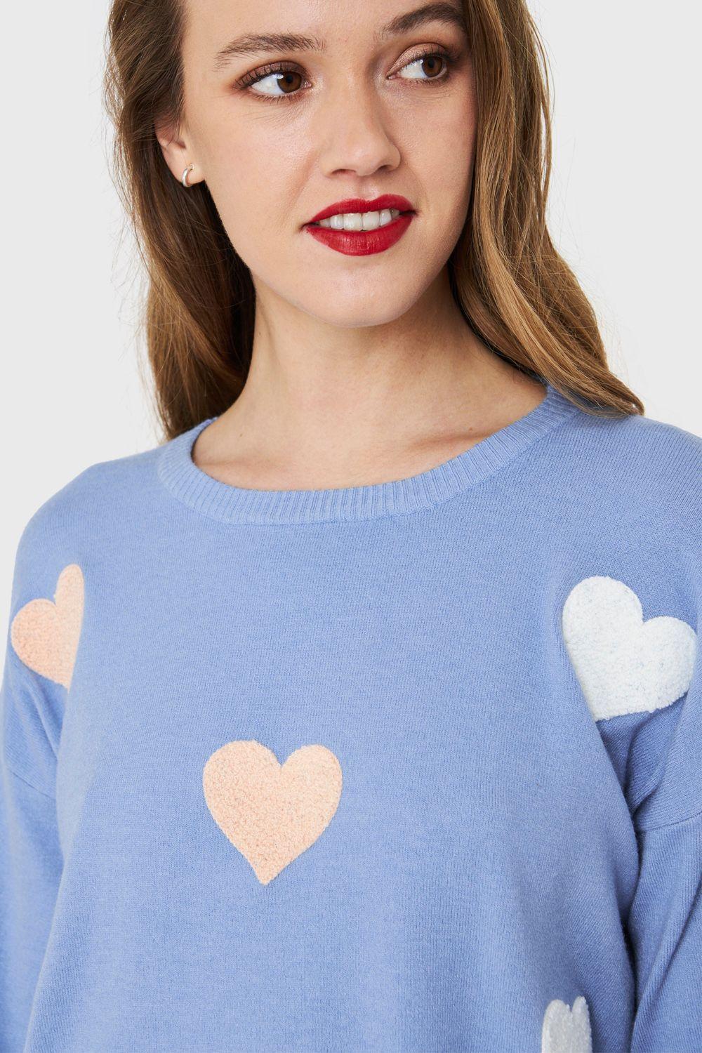 Sweater Corazones Celeste Nicopoly-5