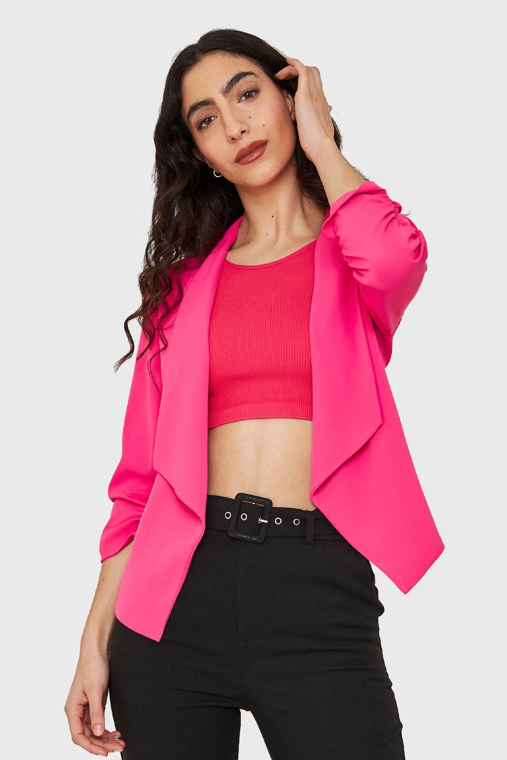 Blazer Solapa Manga 3/4 Fucsia Nicopoly-4