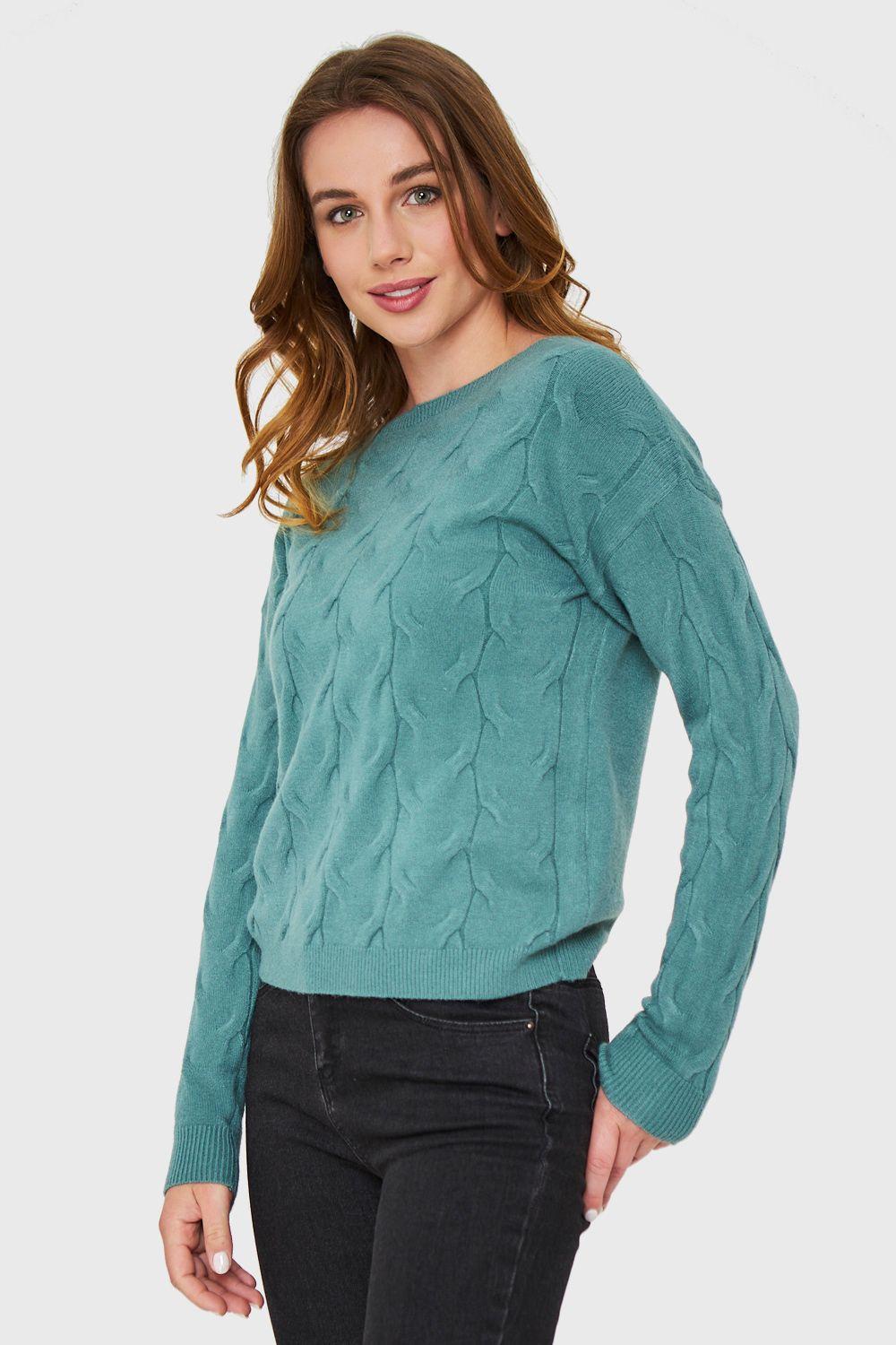 Sweater Patrón Trenzas Verde Nicopoly-2