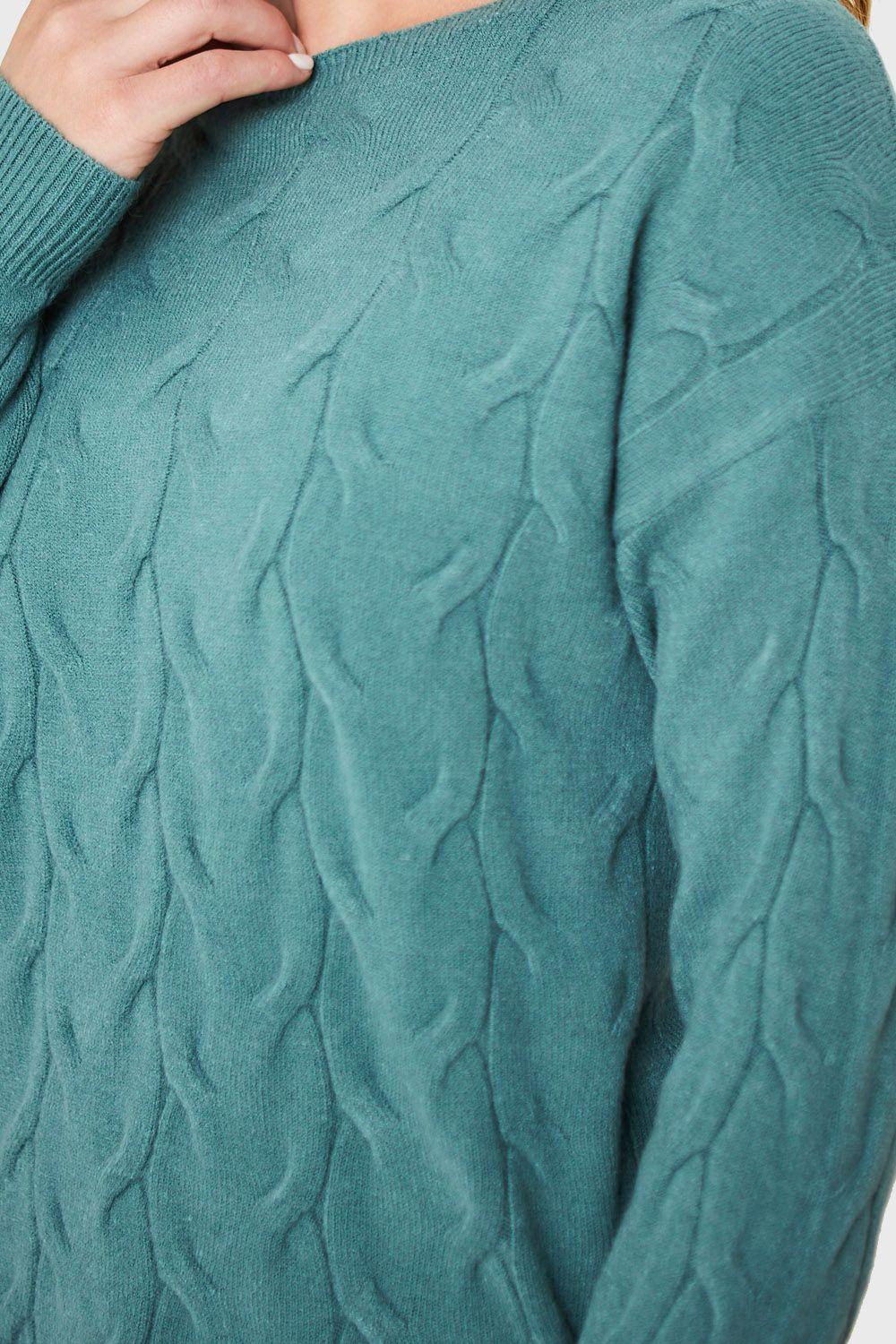 Sweater Patrón Trenzas Verde Nicopoly-5