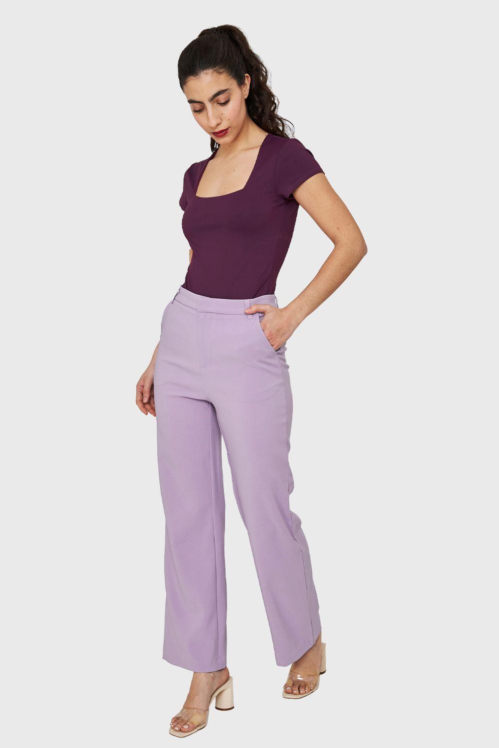 Pantalón Ancho Con Pasador Lila Nicopoly-1
