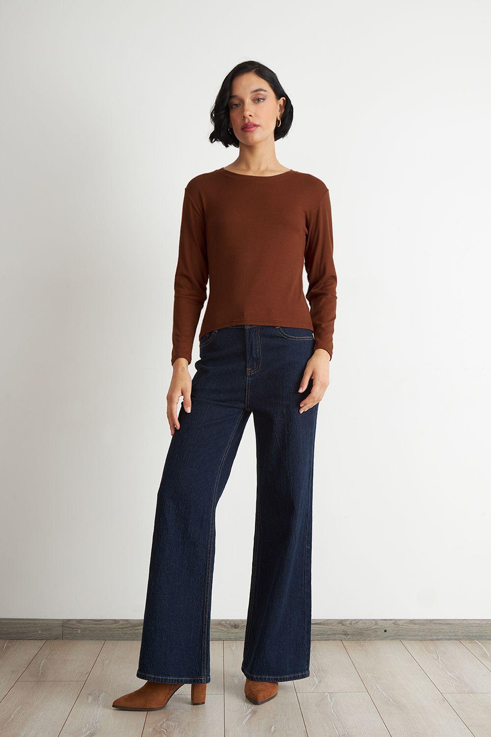 Polera Manga Larga Cuello Redondo Óxido Nicopoly-1