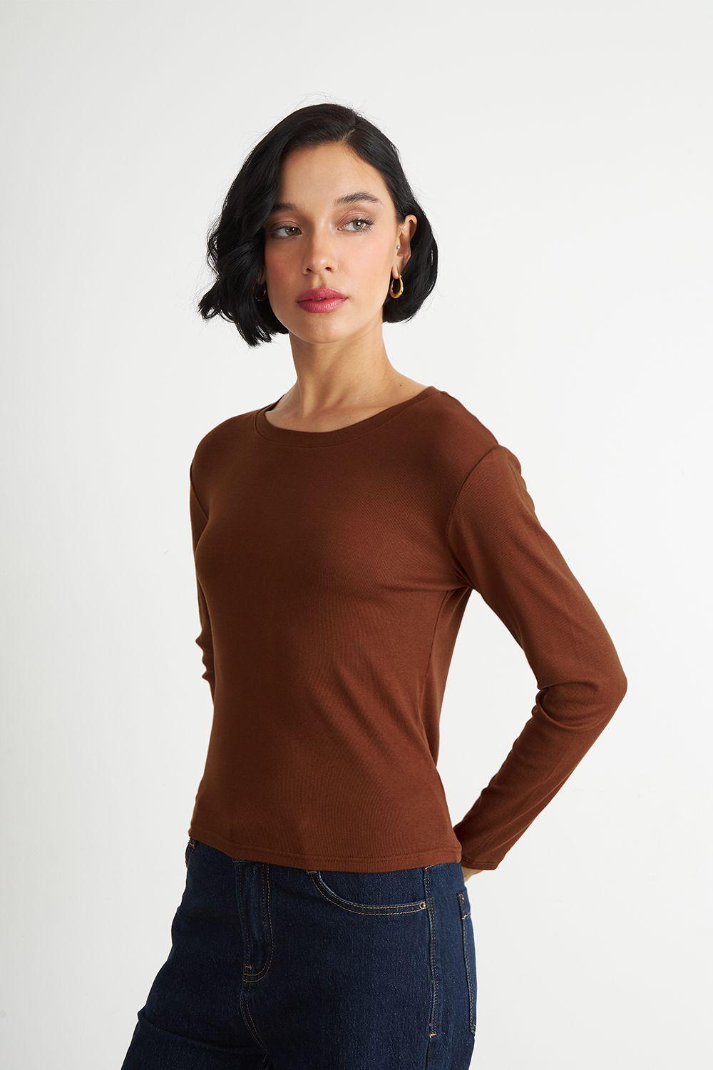 Polera Manga Larga Cuello Redondo Óxido Nicopoly-2