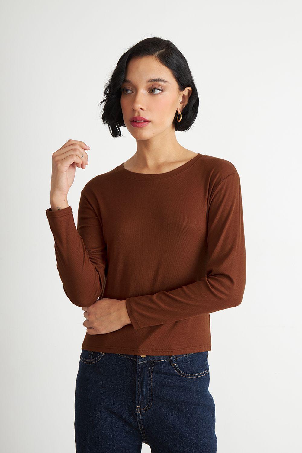 Polera Manga Larga Cuello Redondo Óxido Nicopoly-4