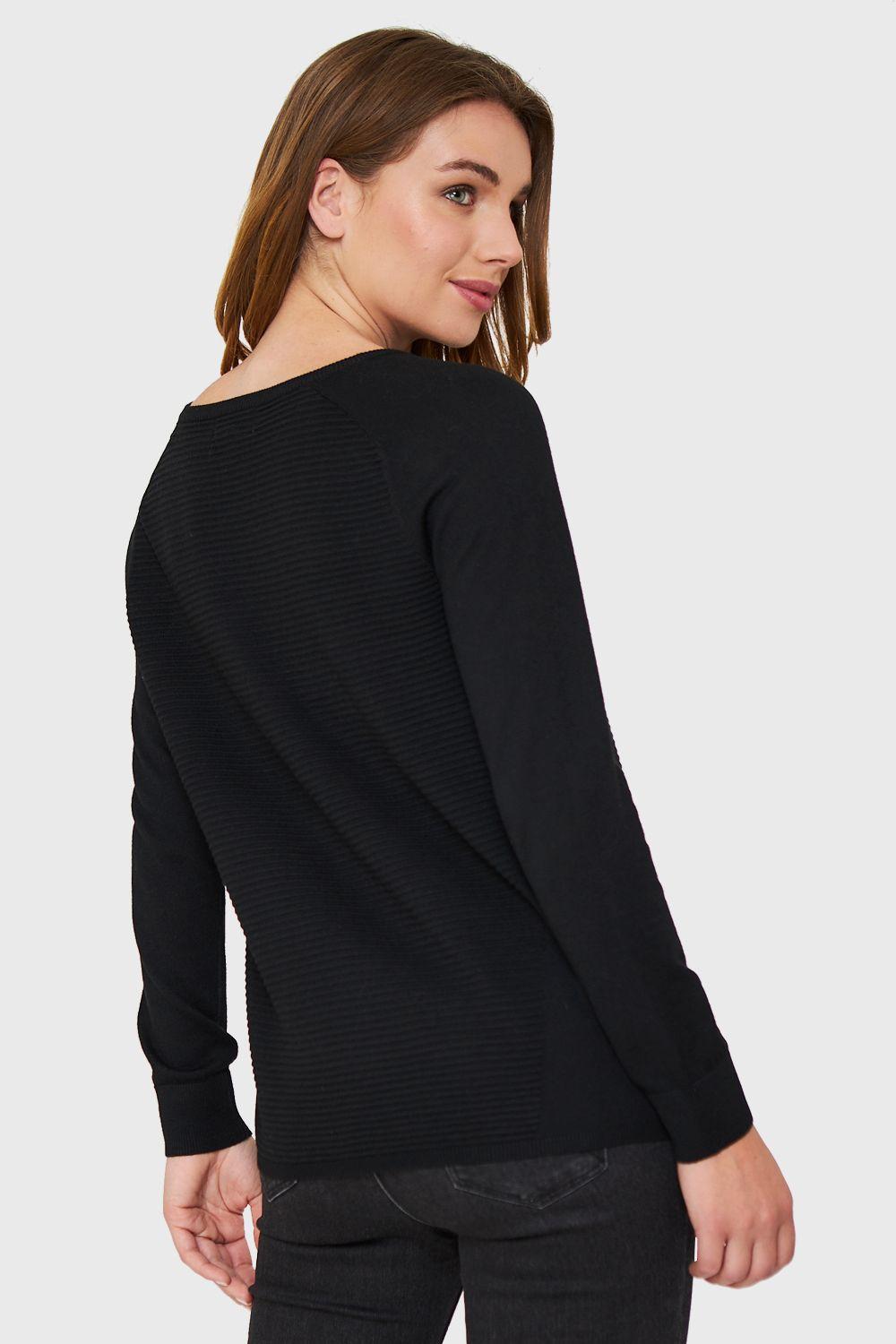 Tejido Acanalado Cuello Bote Negro Nicopoly-3