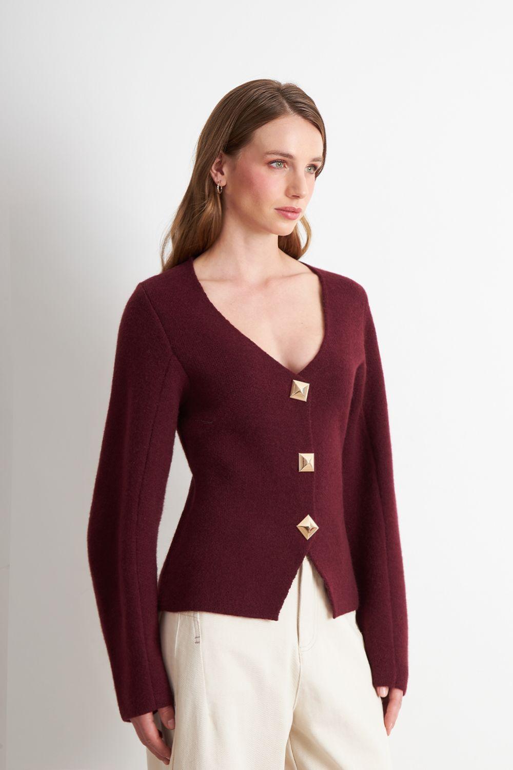 Cárdigan Manga Globo Ladrillo Nicopoly-2