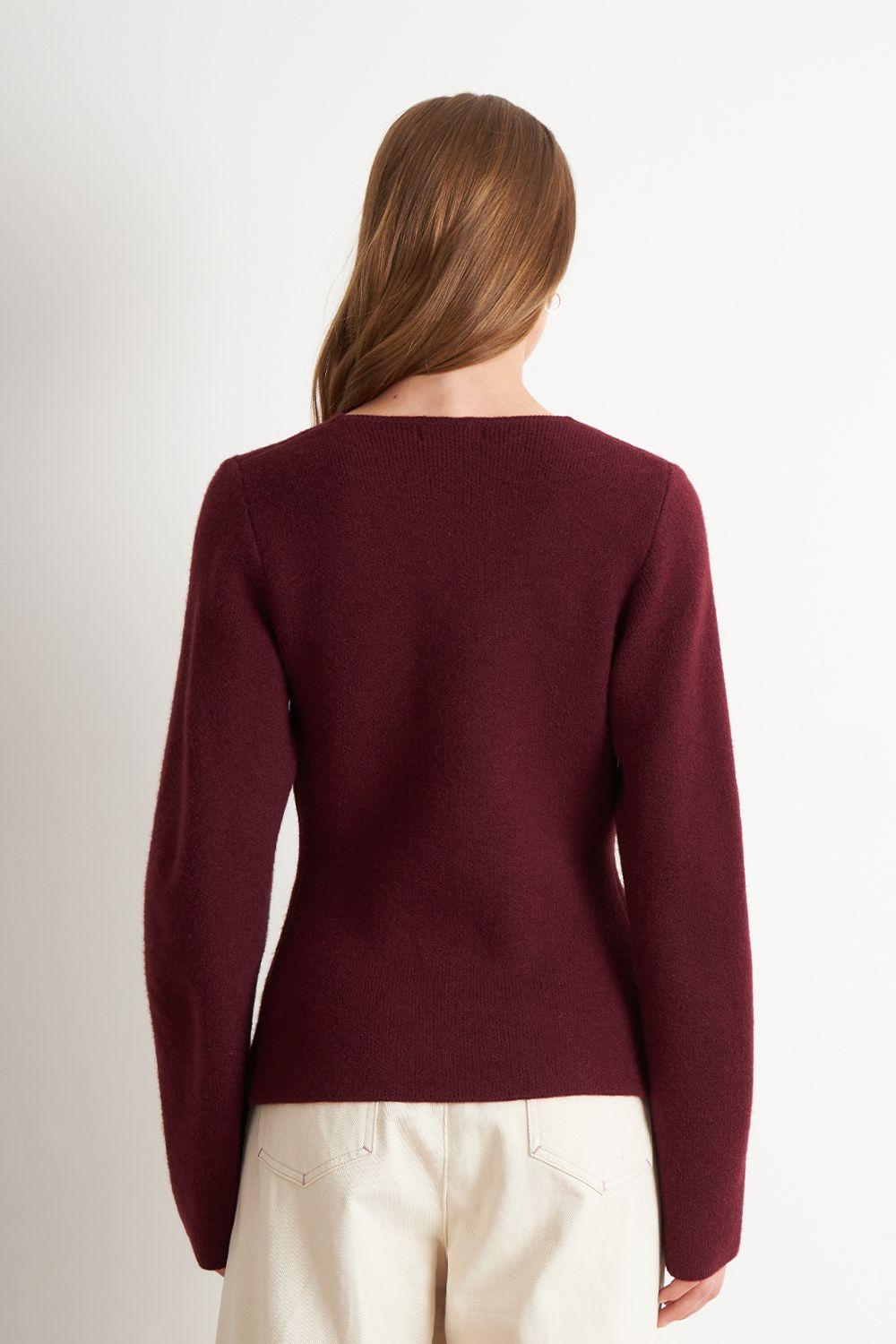 Cárdigan Manga Globo Ladrillo Nicopoly-3