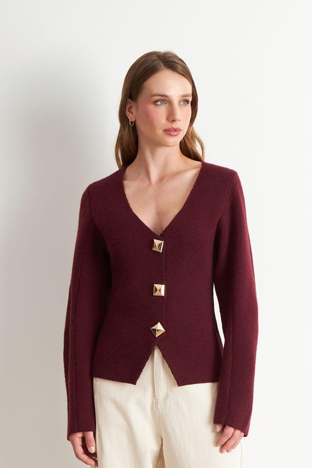 Cárdigan Manga Globo Ladrillo Nicopoly-4