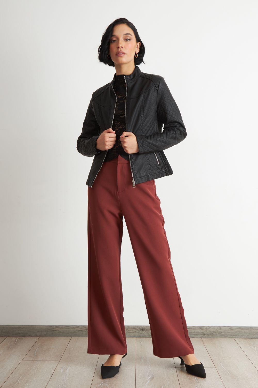 Chaqueta Ecocuero Acolchado Cuello Mao Negro Nicopoly-1