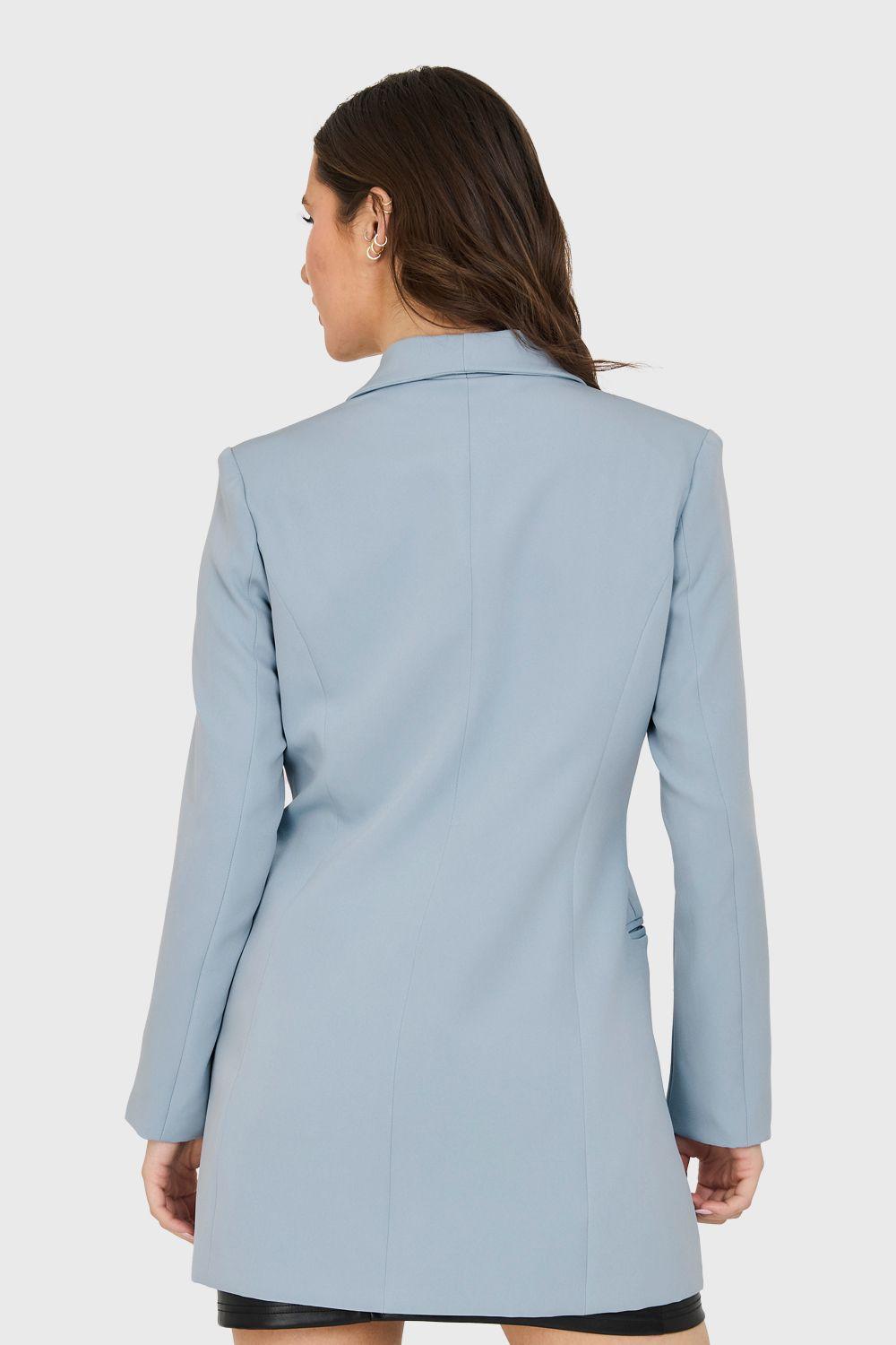 Blazer Largo 4 Botones Celeste Nicopoly-3
