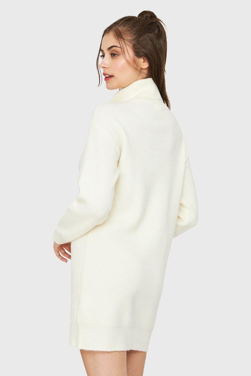 Sweater Vestido Cuello Con Cierre Blanco Nicopoly-3