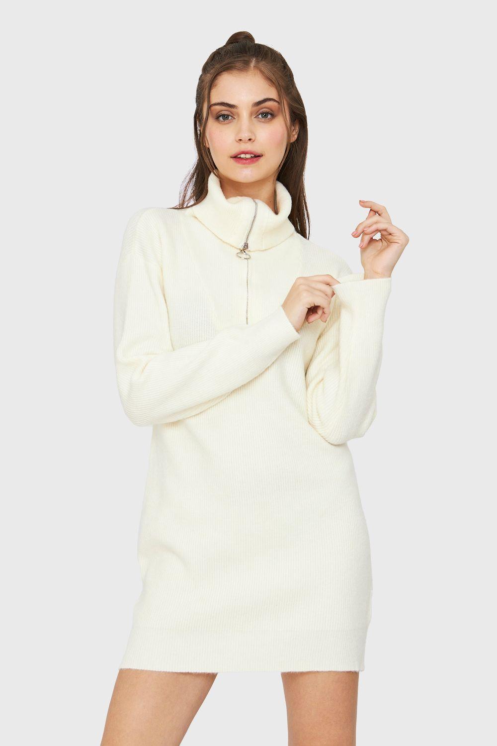 Sweater Vestido Cuello Con Cierre Blanco Nicopoly-0