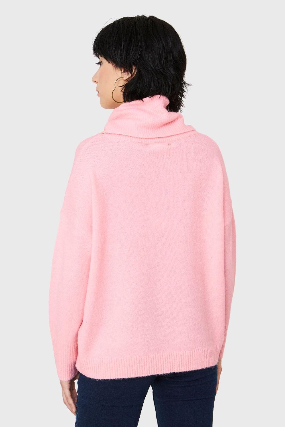 Sweater Cuello Alto Rosa Nicopoly-3