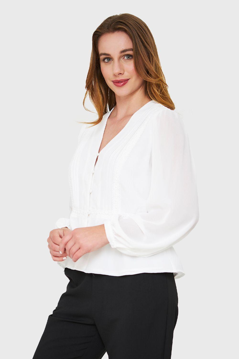 Blusa Peplum Botones Blanco Nicopoly-2