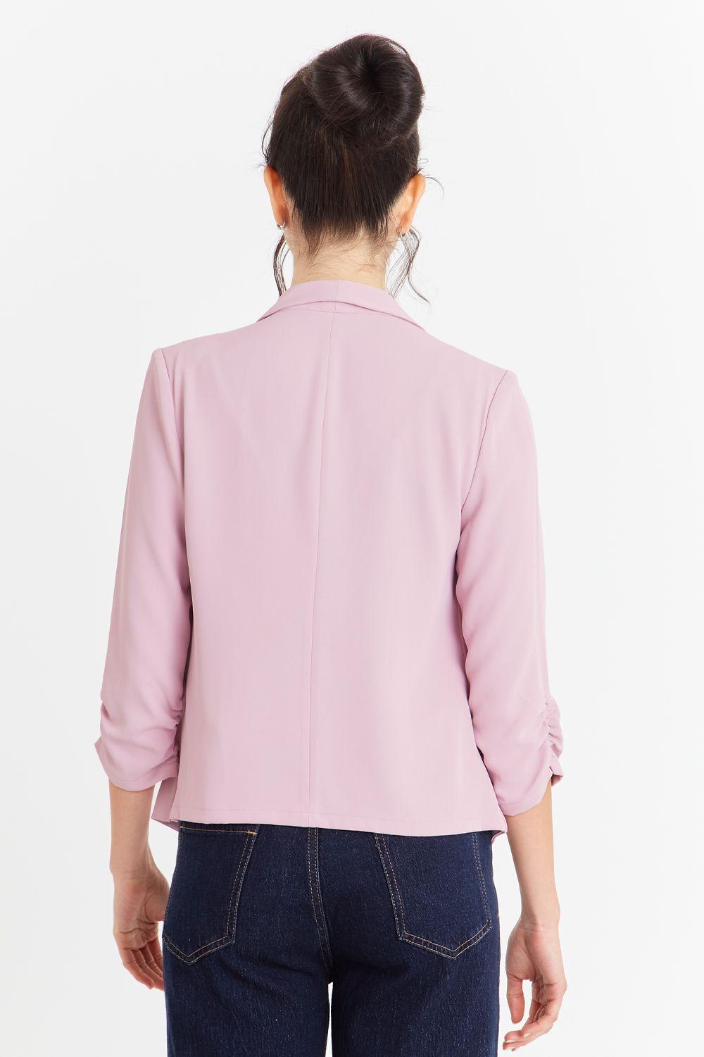Blazer Manga Detalle DrapeadoRosado Nicopoly-3