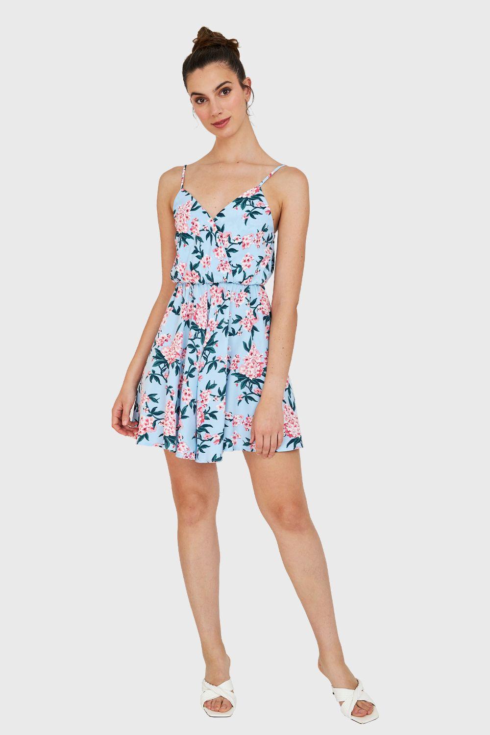 Enterito Corto Flores Celeste Nicopoly-1