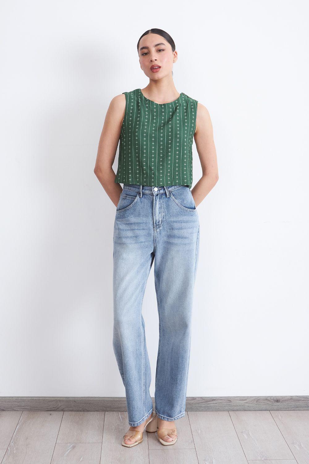 Top / Blusa Patrón Floral Verde Nicopoly-0