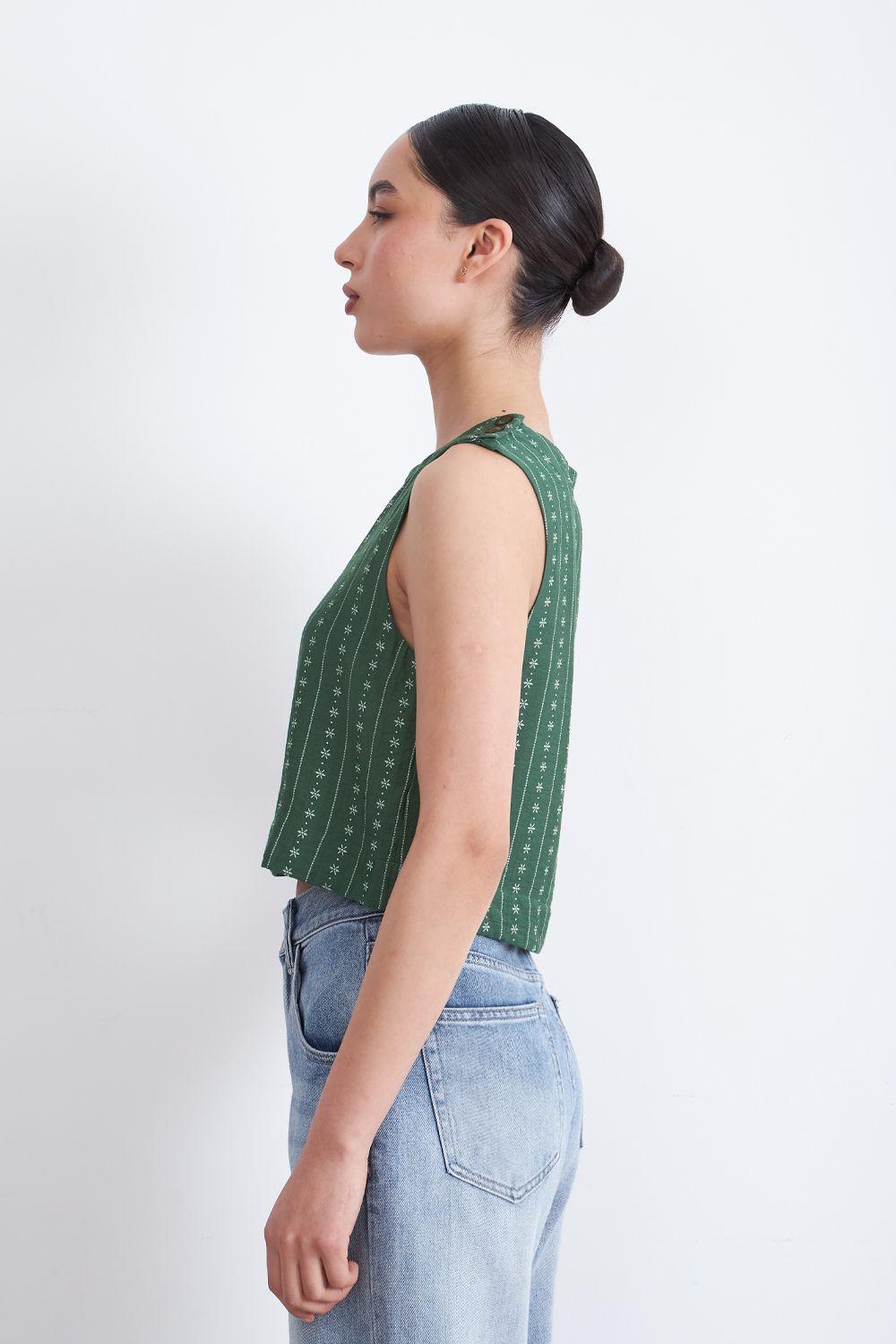 Top / Blusa Patrón Floral Verde Nicopoly-2
