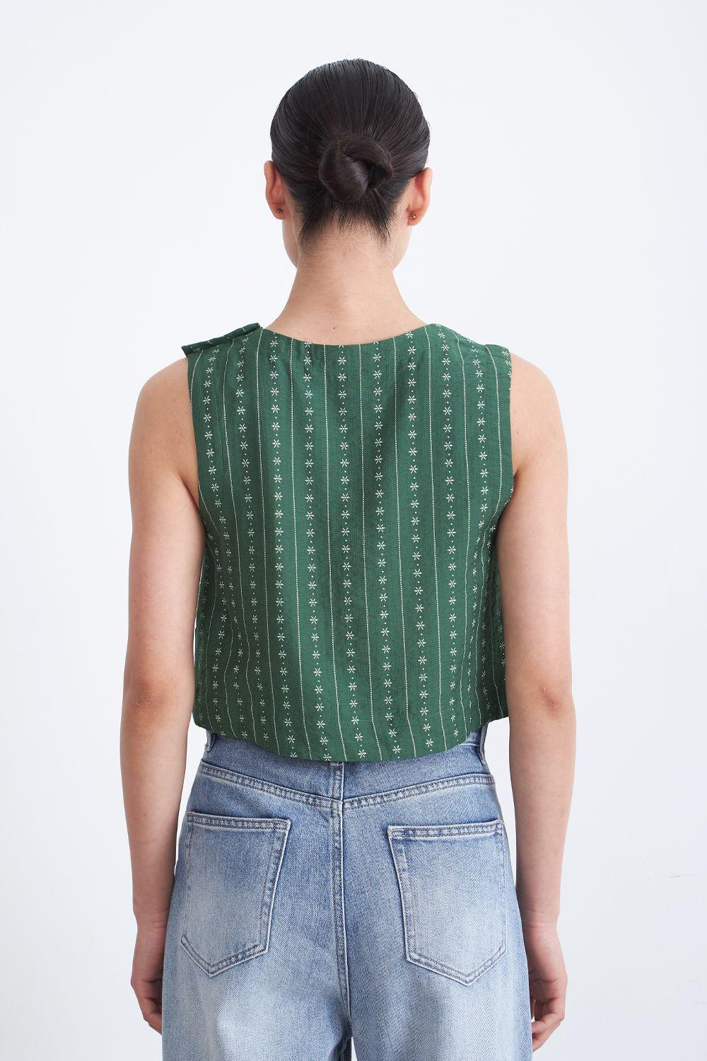 Top / Blusa Patrón Floral Verde Nicopoly-3
