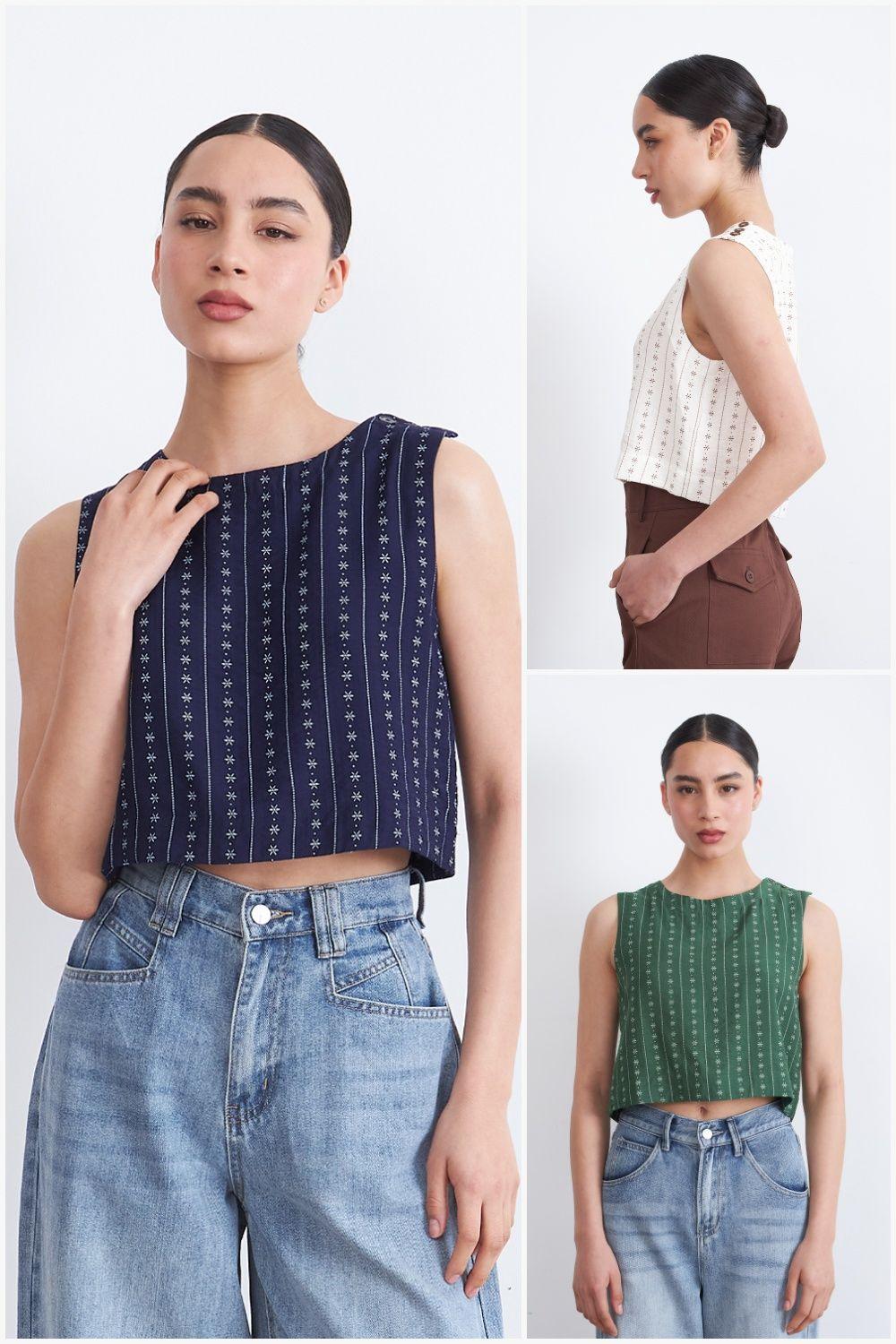 Top / Blusa Patrón Floral Verde Nicopoly-4