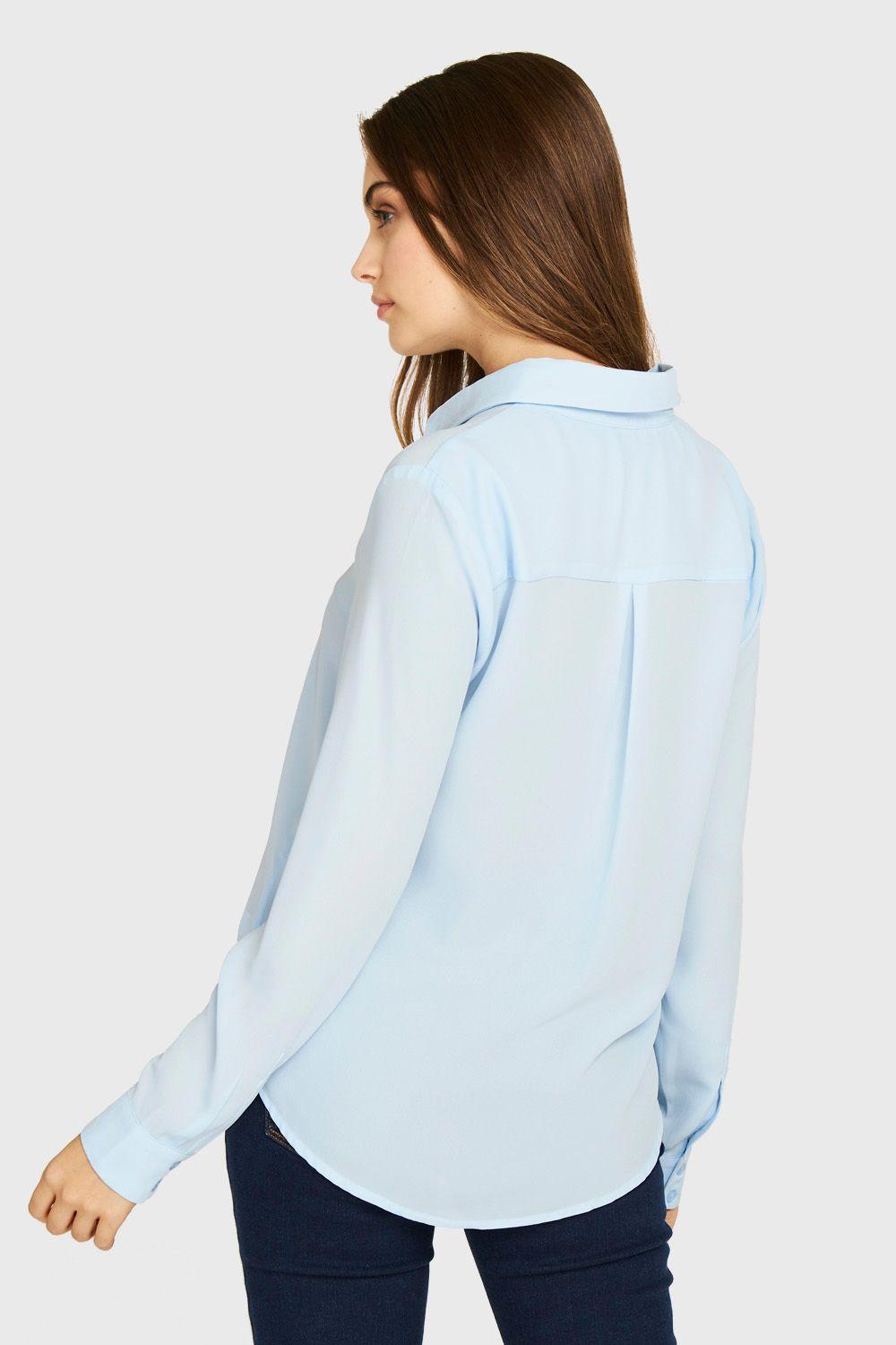 Blusa Básica Botonera Invisible Celeste Nicopoly-3