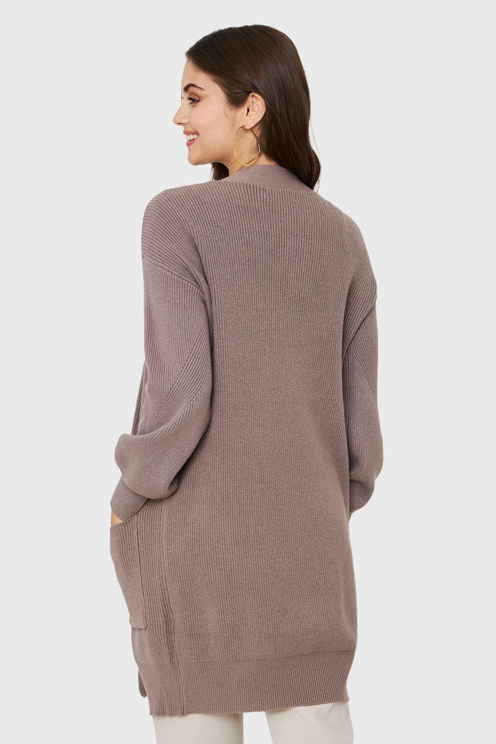 Cárdigan Bolsillos Taupe Nicopoly-3