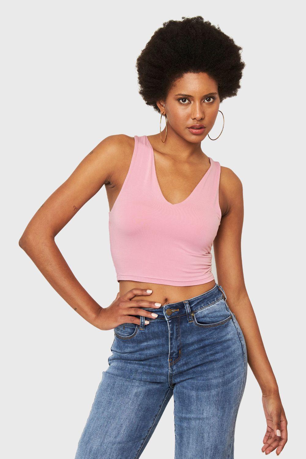 Crop Top Modal Rosado Nicopoly-0