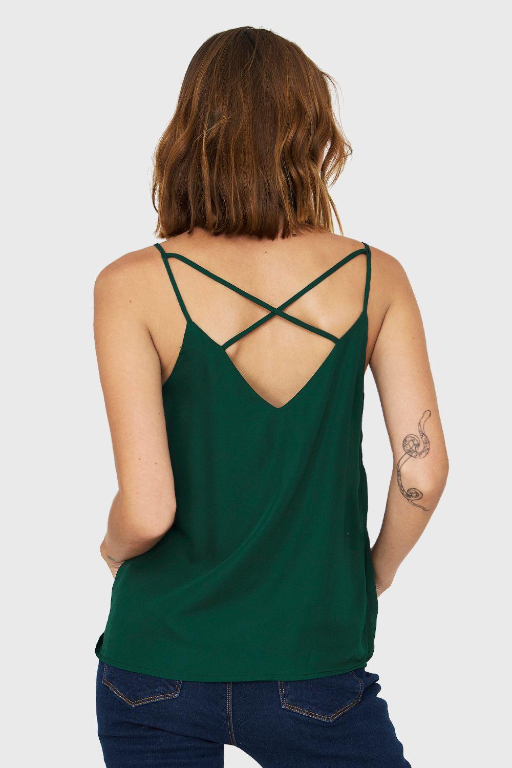 Top Pabilo Espalda Cruzada Verde Petróleo Nicopoly-3