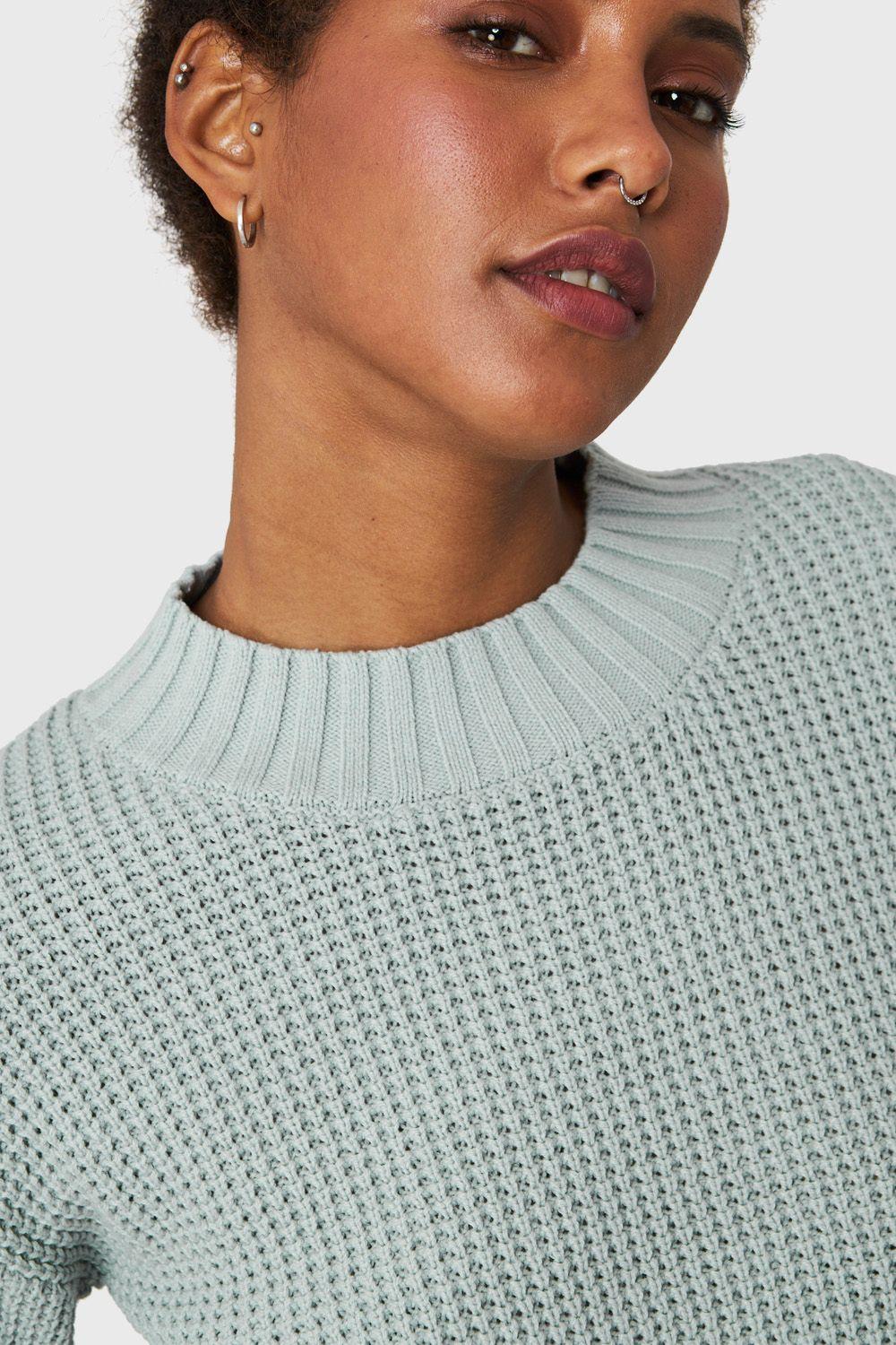 Sweater Crop Básico Menta Nicopoly-5