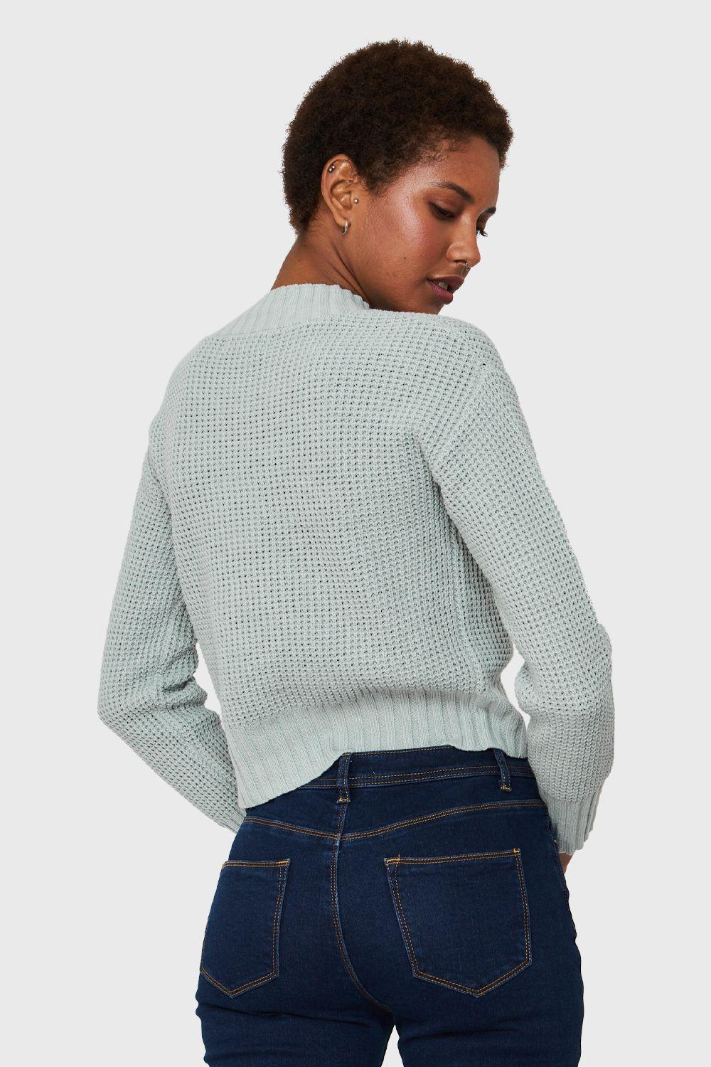 Sweater Crop Básico Menta Nicopoly-3