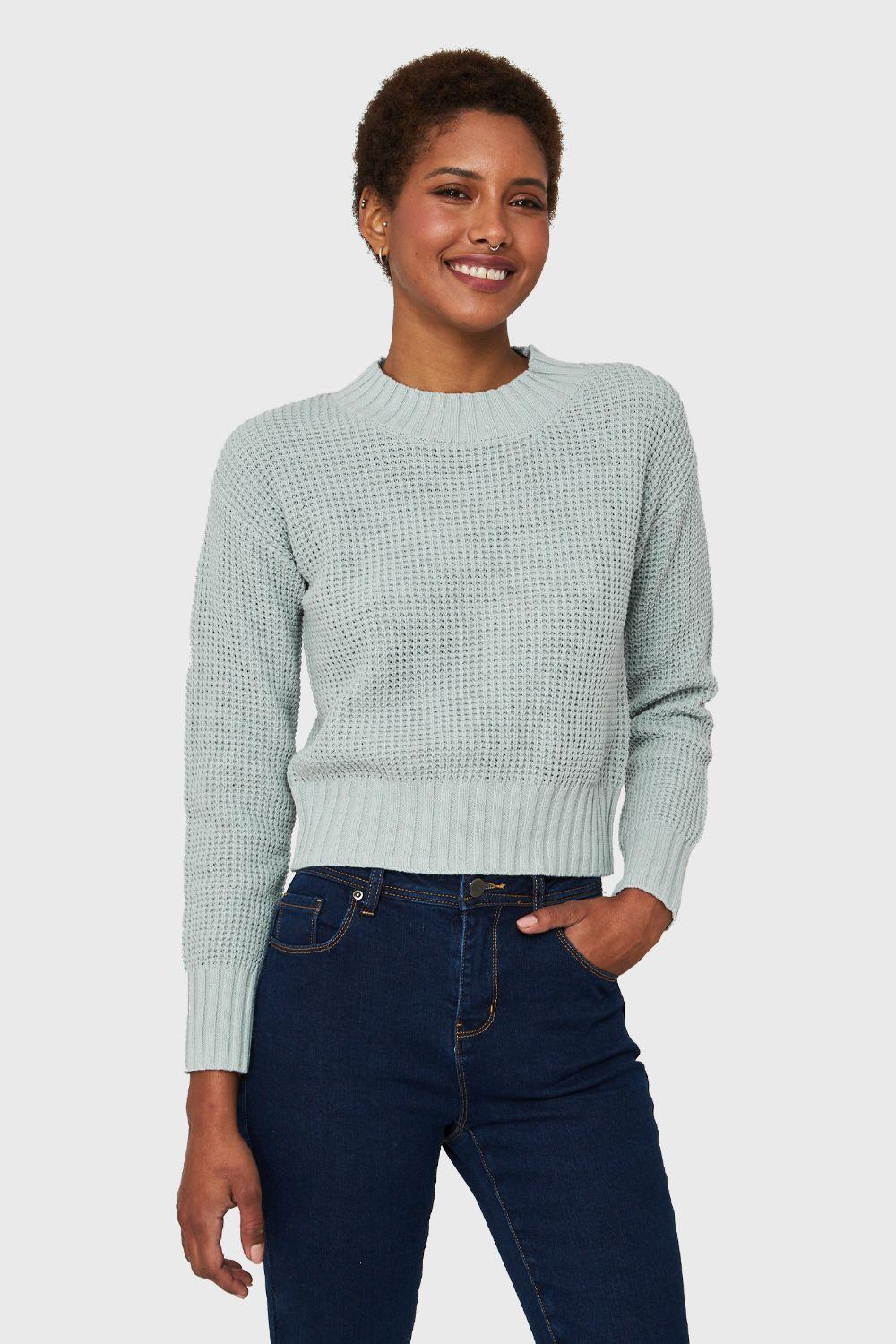 Sweater Crop Básico Menta Nicopoly-4