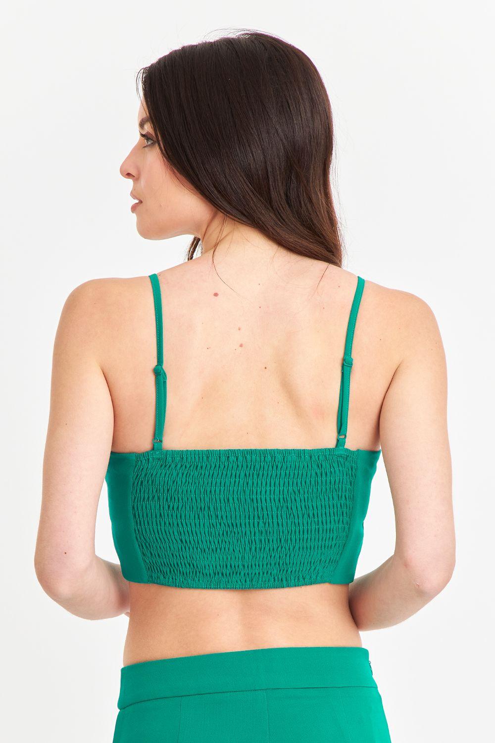 Crop Top Espalda Elasticada Verde Nicopoly-3