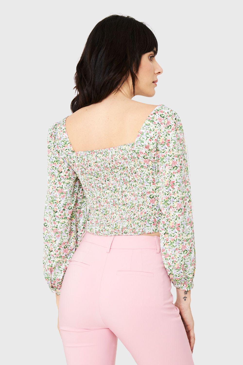 Blusa Crop Floral Blanco Nicopoly-3