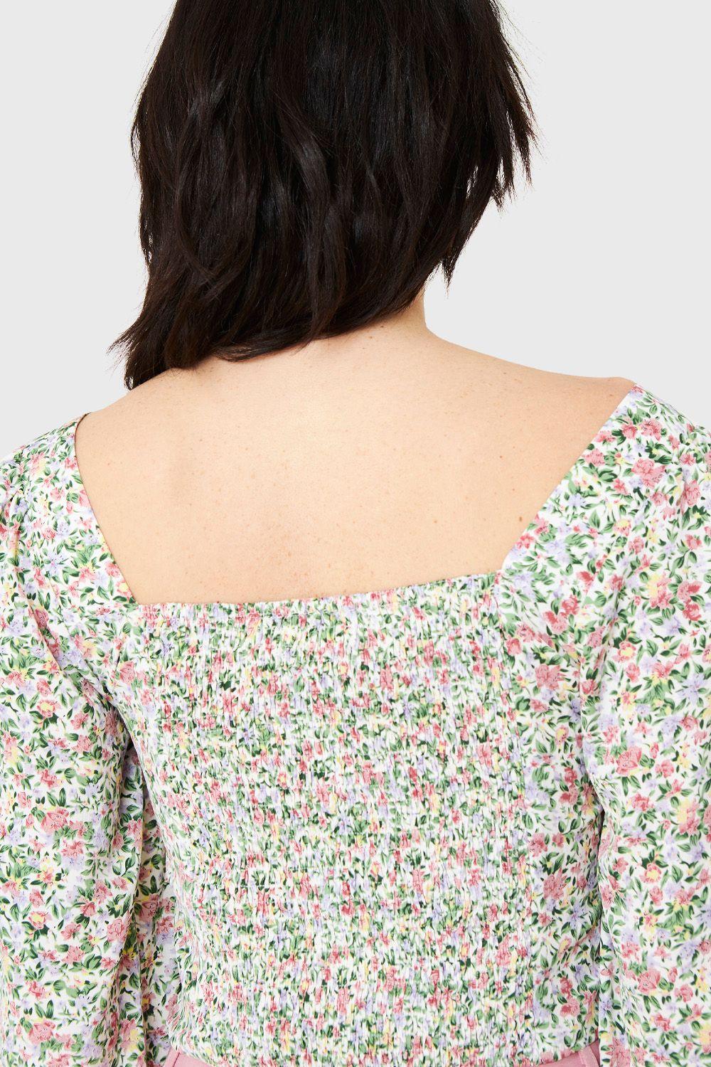 Blusa Crop Floral Blanco Nicopoly-5