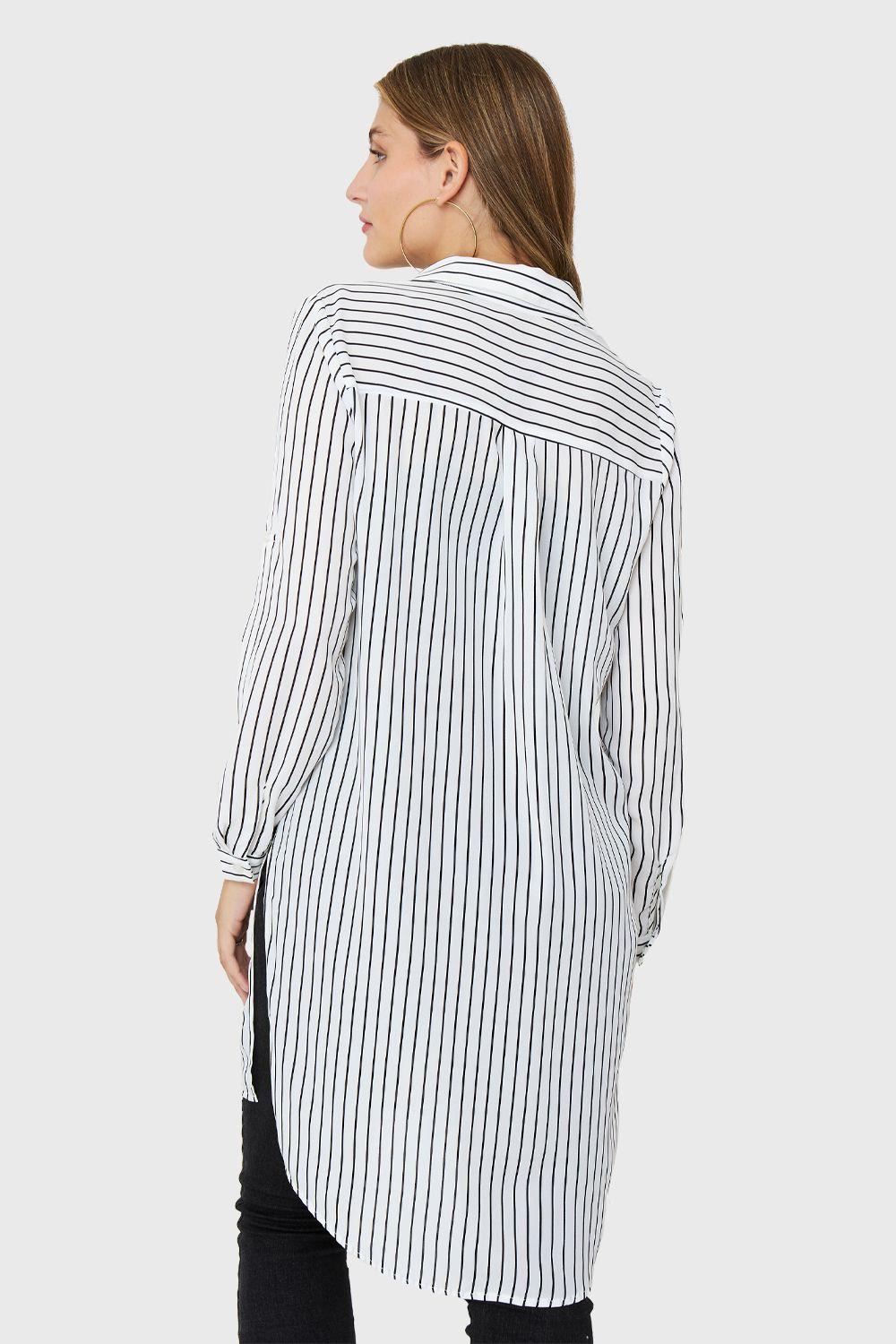 Blusa Camisera Rayas Blanco Nicopoly-3