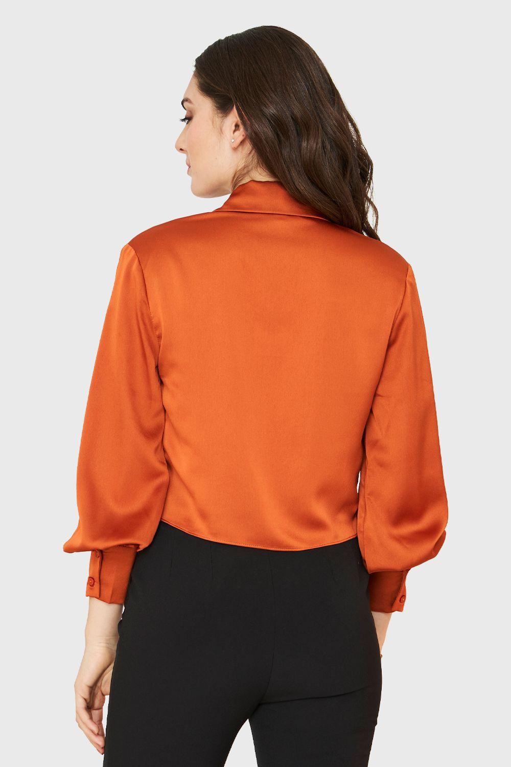 Blusa Crop Cruzada Tipo Satín Óxido Nicopoly-3