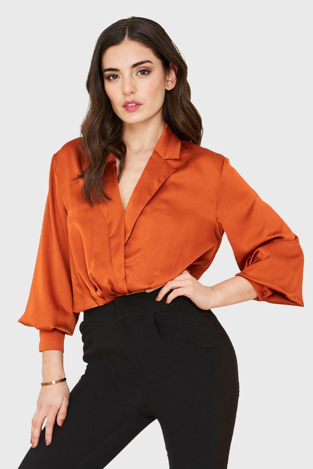 Blusa Crop Cruzada Tipo Satín Óxido Nicopoly-0