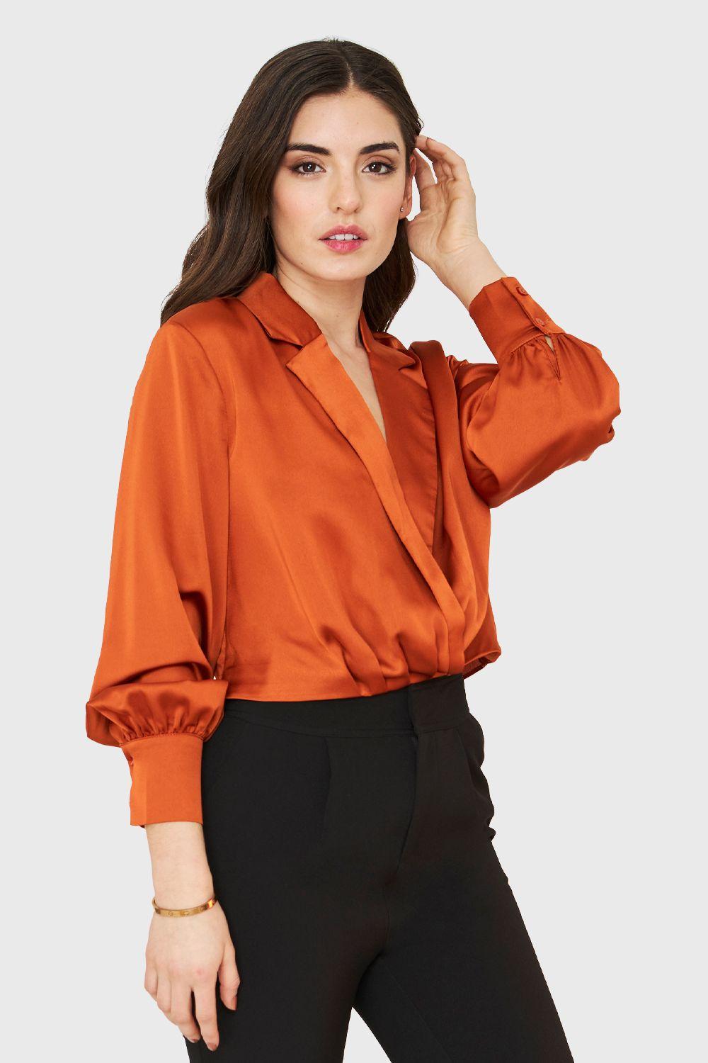 Blusa Crop Cruzada Tipo Satín Óxido Nicopoly-2