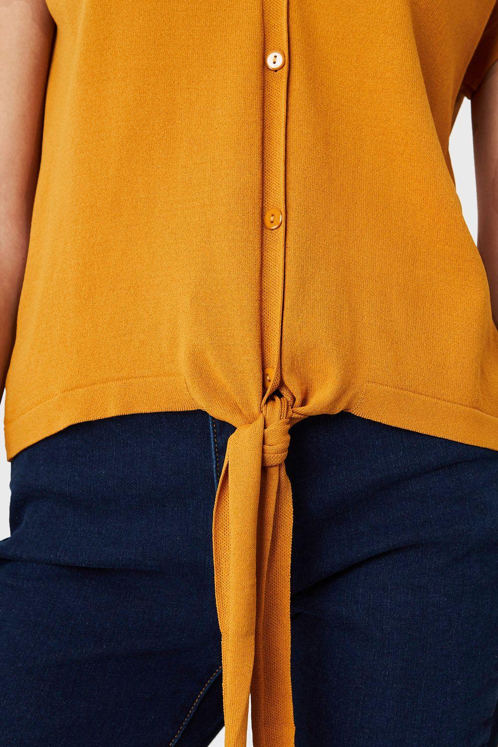 Polera Abotonada Nudo Mostaza Nicopoly-5