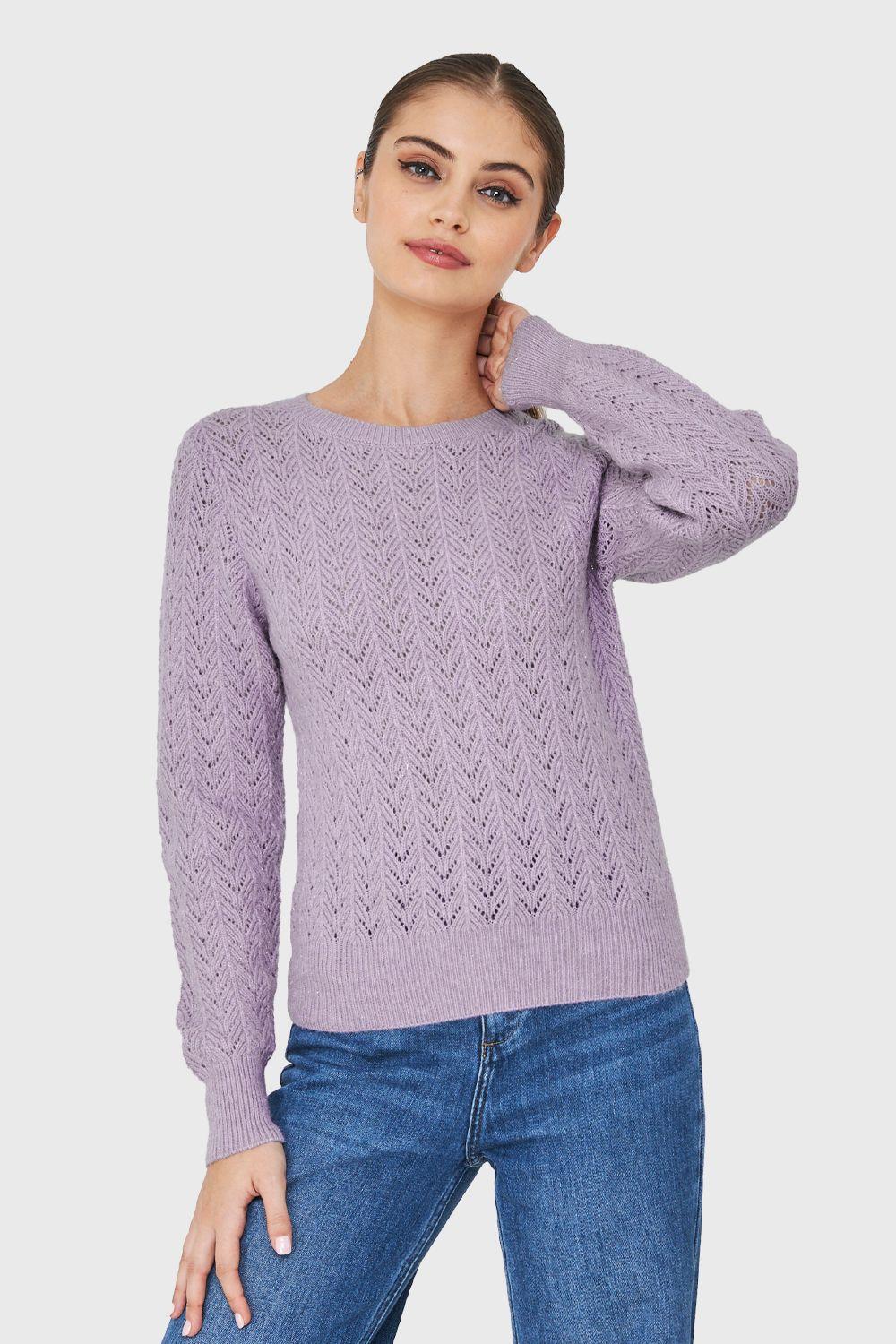 Sweater Punto Fantasía Lurex Lila Nicopoly-0