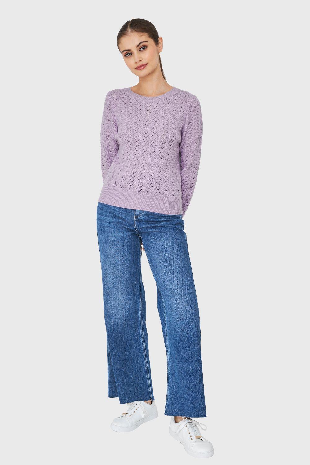 Sweater Punto Fantasía Lurex Lila Nicopoly-1