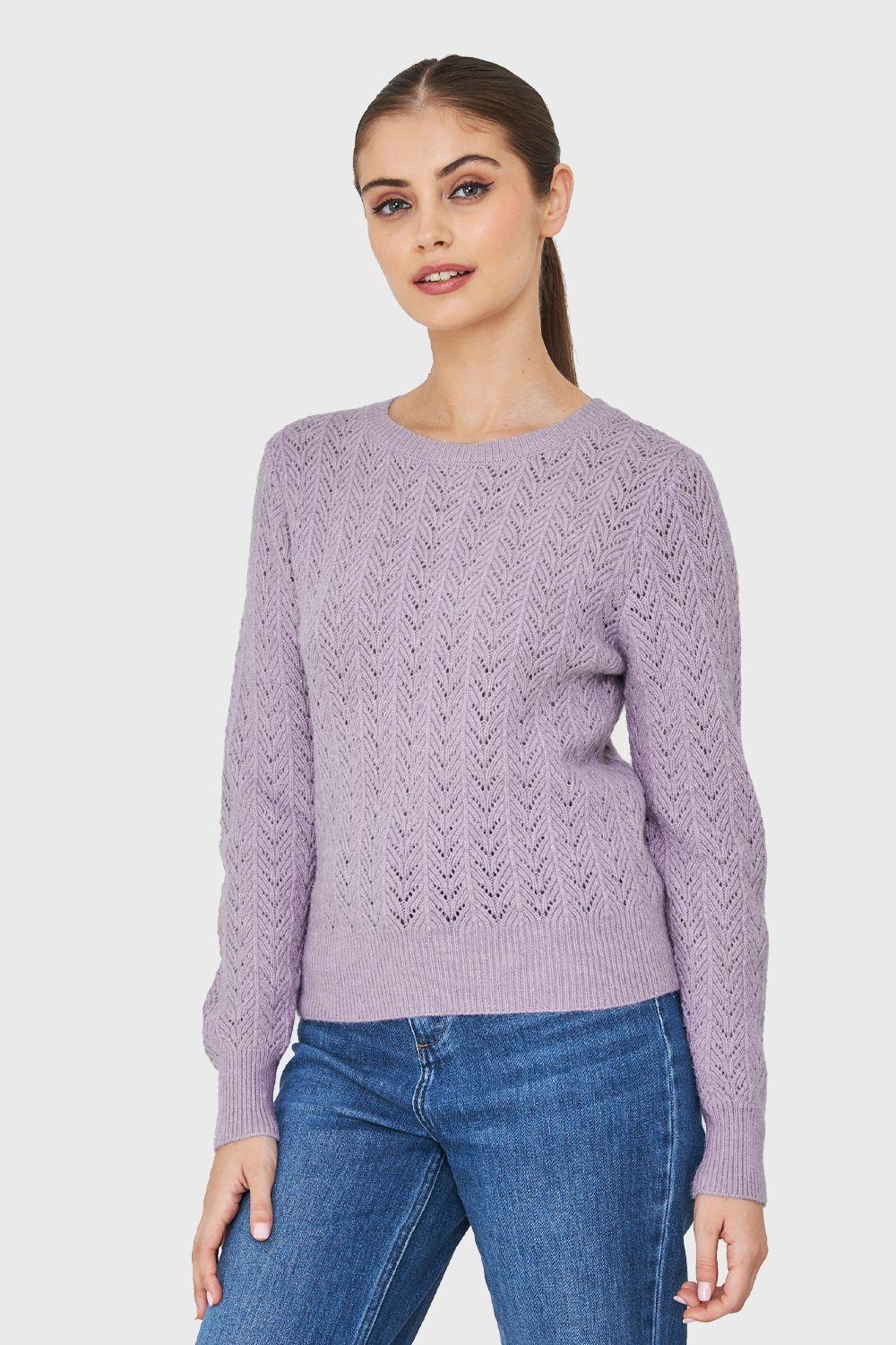 Sweater Punto Fantasía Lurex Lila Nicopoly-2