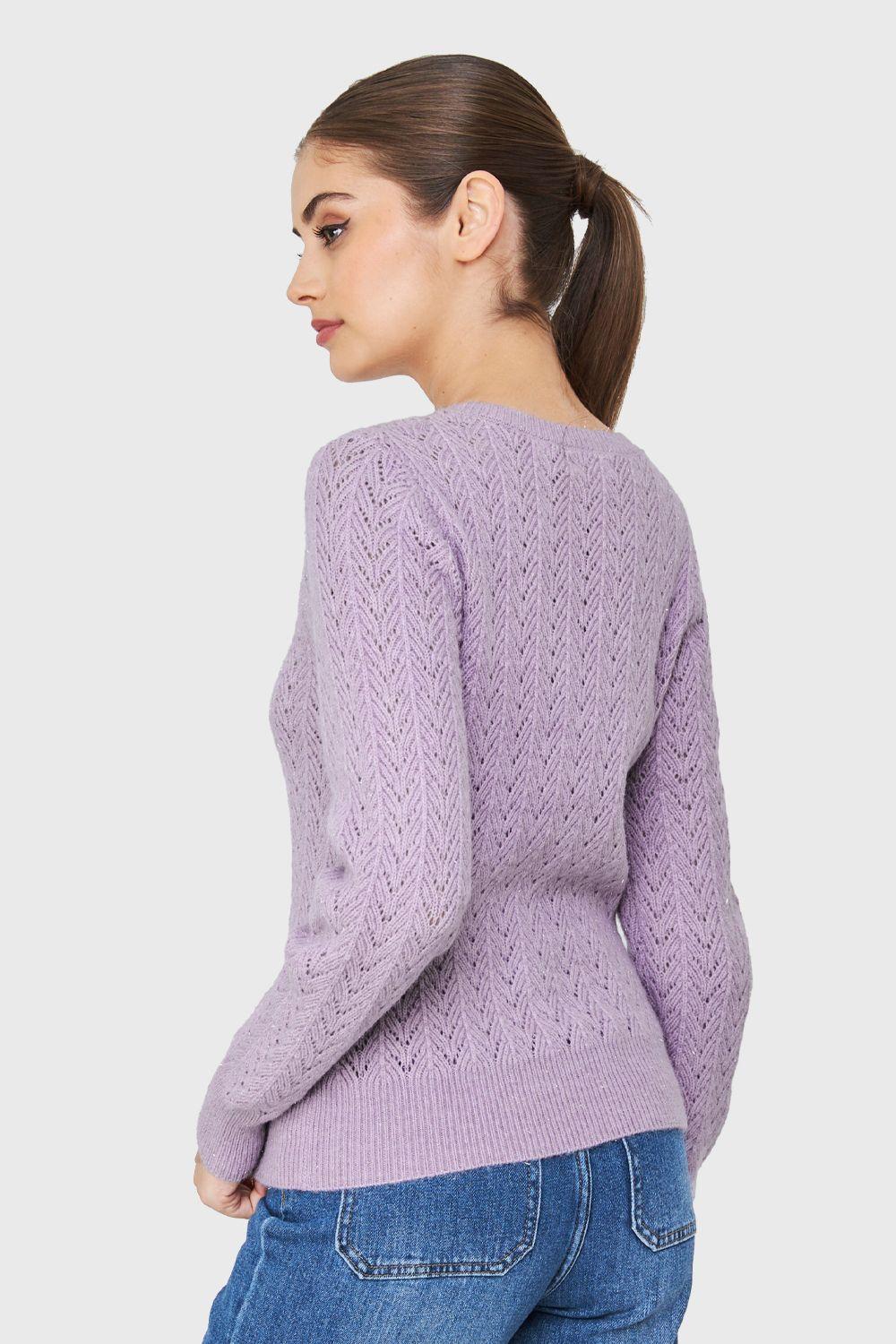 Sweater Punto Fantasía Lurex Lila Nicopoly-3