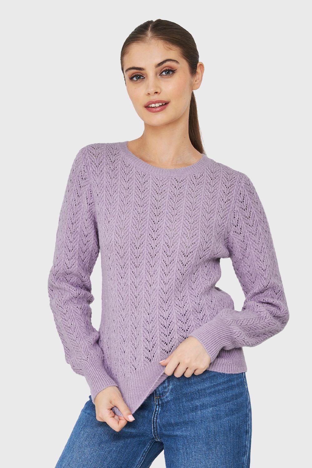 Sweater Punto Fantasía Lurex Lila Nicopoly-4
