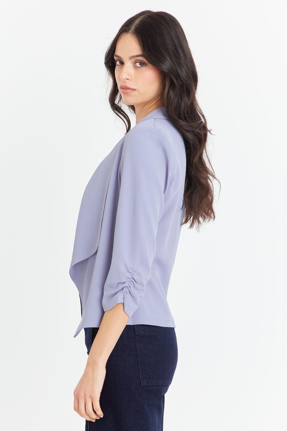 Blazer Manga Detalle Drapeado Celeste Nicopoly-2